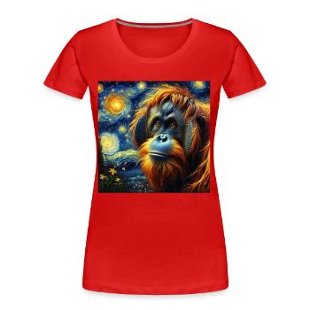 Borneo Orang Utan Starry Night - Frauen Premium Bio T-Shirt - Rot - Vorne - Mia (176cm)