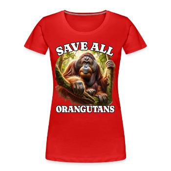 Orang Utan - Frauen Premium Bio T-Shirt - Rot - Vorne - Mia (176cm)