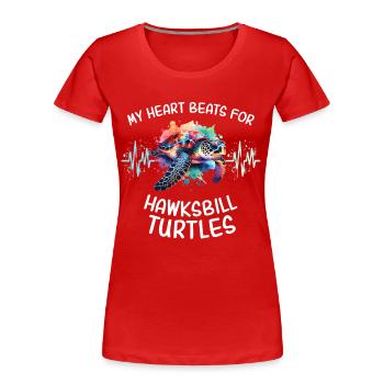 Karettschildkröte Herzlinie - Frauen Premium Bio T-Shirt - Rot - Vorne - Mia (176cm)