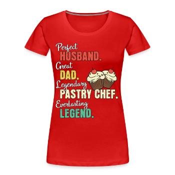 Konditor Papa - Frauen Premium Bio T-Shirt - Rot - Vorne - Mia (176cm)