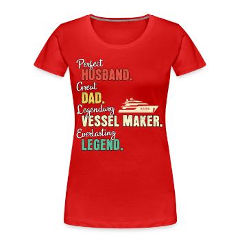 Papa constructeur naval - T-shirt bio Premium Femme - rouge - Devant - Mia (176cm)