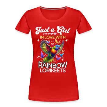 Regenbogenlori Mädchen Rainbow Lorikeet - Frauen Premium Bio T-Shirt - Rot - Vorne - Mia (176cm)