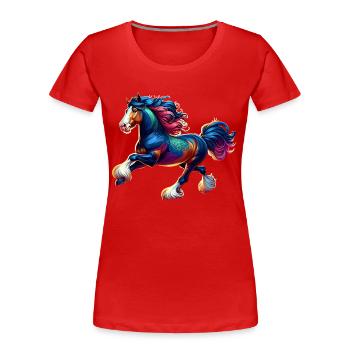 Cheval Shire Pferd - T-shirt bio Premium Femme - rouge - Devant - Mia (176cm)