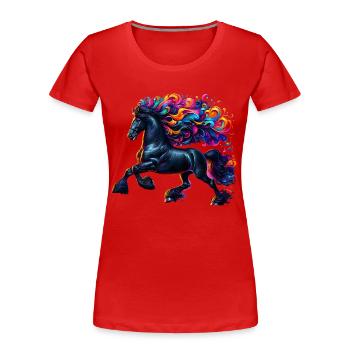 Cheval frison Pferd - T-shirt bio Premium Femme - rouge - Devant - Mia (176cm)