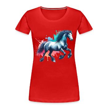 Cheval Frison Friesenpferd Pferd - T-shirt bio Premium Femme - rouge - Devant - Mia (176cm)