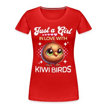 Kiwi Vogel Mädchen Kiwi Bird - Frauen Premium Bio T-Shirt - Rot - Vorne - Mia (176cm)