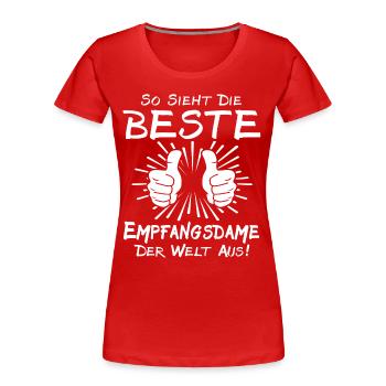 Réceptionniste - T-shirt bio Premium Femme - rouge - Devant - Mia (176cm)