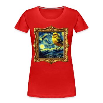 Gelbbauchgirlitz Starry Night - Frauen Premium Bio T-Shirt - Rot - Vorne - Mia (176cm)