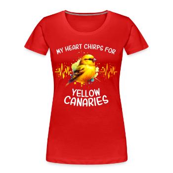 Gelbbauchgirlitz Herzlinie - Frauen Premium Bio T-Shirt - Rot - Vorne - Mia (176cm)