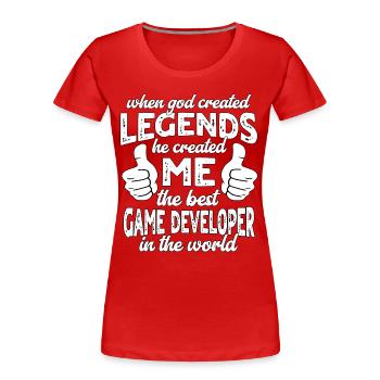 Meilleur développeur de jeux Legend - T-shirt bio Premium Femme - rouge - Devant - Mia (176cm)