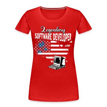 Software Developer US - Women's Premium Organic T-Shirt - red - Front - Mia (176cm)