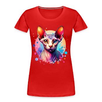 Sphynxkatze Motiv - Frauen Premium Bio T-Shirt - Rot - Vorne - Mia (176cm)