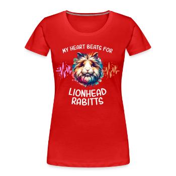 Löwenkopfkaninchen Herzlinie - Frauen Premium Bio T-Shirt - Rot - Vorne - Mia (176cm)