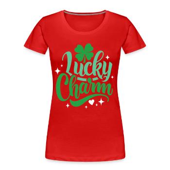 Lucky Charm - St. Patrick's Day - Irland - Frauen Premium Bio T-Shirt - Rot - Vorne - Mia (176cm)