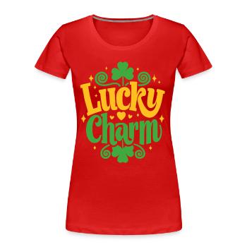 Lucky Charm - St. Patrick's Day - Irland - Frauen Premium Bio T-Shirt - Rot - Vorne - Mia (176cm)