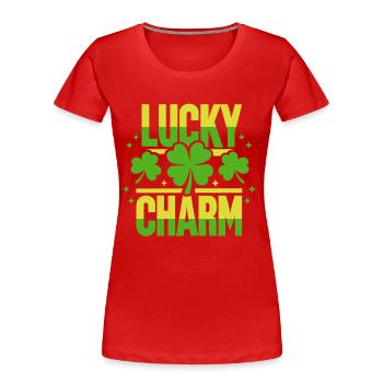 Lucky Charm - St. Patrick's Day - Irland - Frauen Premium Bio T-Shirt - Rot - Vorne - Mia (176cm)