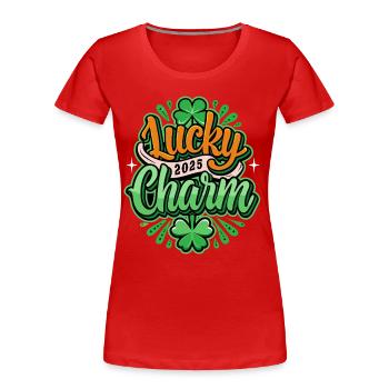 Lucky Charm - St. Patrick's Day - Irland - Frauen Premium Bio T-Shirt - Rot - Vorne - Mia (176cm)