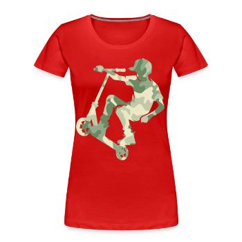 Camouflage Rider Scooter Teens - Frauen Premium Bio T-Shirt - Rot - Vorne - Mia (176cm)