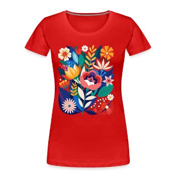 Fleurs - Printemps - Été - Fleurs - T-shirt bio Premium Femme - rouge - Devant - Mia (176cm)