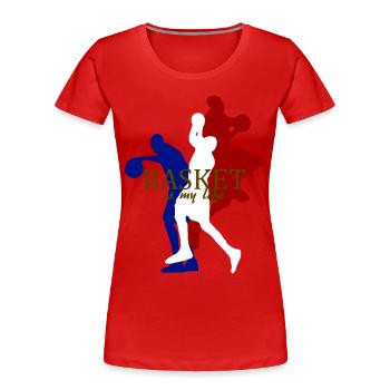 basket is my life - Frauen Premium Bio T-Shirt - Rot - Vorne - Mia (176cm)