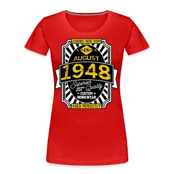 1948 AUGUST - T-shirt bio Premium Femme - rouge - Devant - Mia (176cm)