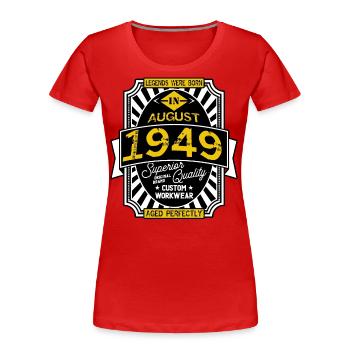 1949 AUGUST - T-shirt bio Premium Femme - rouge - Devant - Mia (176cm)