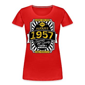 1957 AUGUST - T-shirt bio Premium Femme - rouge - Devant - Mia (176cm)