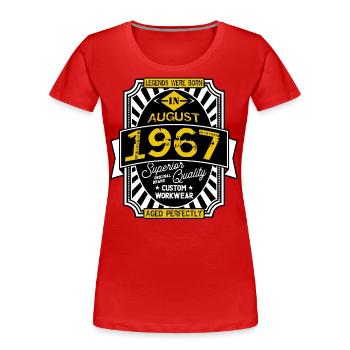 1967 AUGUST - T-shirt bio Premium Femme - rouge - Devant - Mia (176cm)
