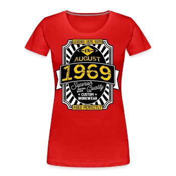 1969 AUGUST - T-shirt bio Premium Femme - rouge - Devant - Mia (176cm)