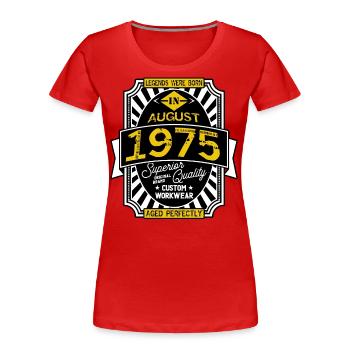 1975 AUGUST - T-shirt bio Premium Femme - rouge - Devant - Mia (176cm)