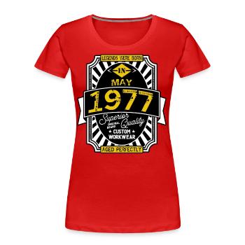 1977 MAY - T-shirt bio Premium Femme - rouge - Devant - Mia (176cm)