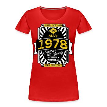 1978 MAY - T-shirt bio Premium Femme - rouge - Devant - Mia (176cm)