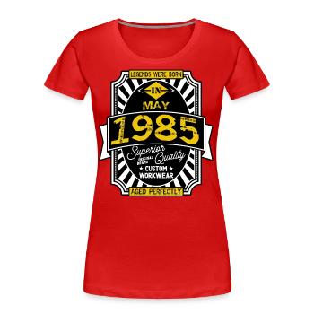1985 MAY - T-shirt bio Premium Femme - rouge - Devant - Mia (176cm)