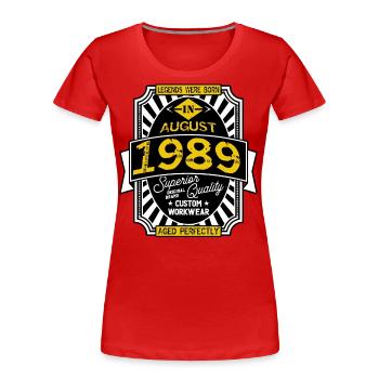 1989 AUGUST - T-shirt bio Premium Femme - rouge - Devant - Mia (176cm)