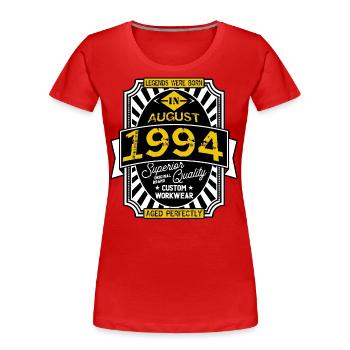 1994 AUGUST - T-shirt bio Premium Femme - rouge - Devant - Mia (176cm)