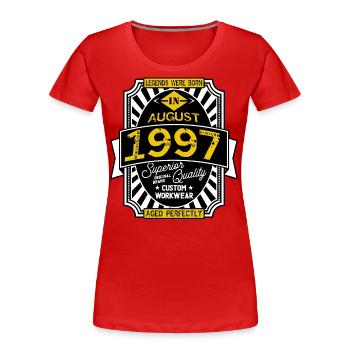 1997 AUGUST - T-shirt bio Premium Femme - rouge - Devant - Mia (176cm)
