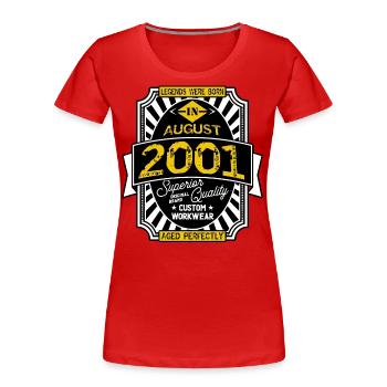 2001 AUGUST - T-shirt bio Premium Femme - rouge - Devant - Mia (176cm)