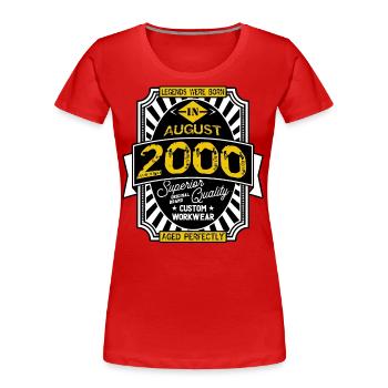 2000 AUGUST - T-shirt bio Premium Femme - rouge - Devant - Mia (176cm)