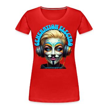 GENERATION ELECTRO - Cool She/He with Headphones! - Women's Premium Organic T-Shirt - red - Front - Mia (176cm)
