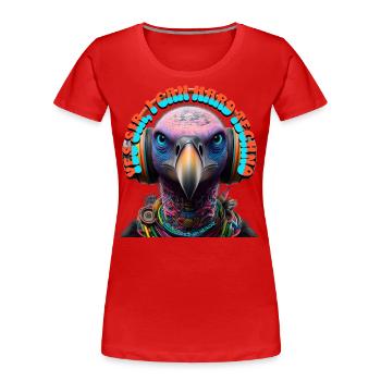 YES SIR I CAN HARD TECHNO - Vulture & Headphones! - Women's Premium Organic T-Shirt - red - Front - Mia (176cm)