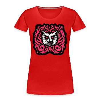 Chat démoniaque - T-shirt bio Premium Femme - rouge - Devant - Mia (176cm)