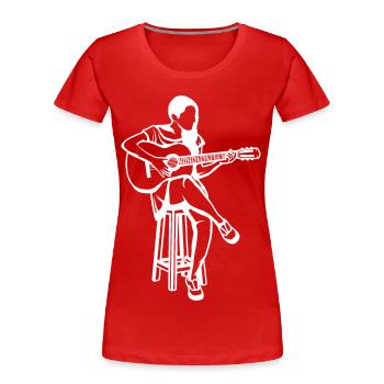 Guitar Girl Drawing - Women's Premium Organic T-Shirt - red - Front - Mia (176cm)