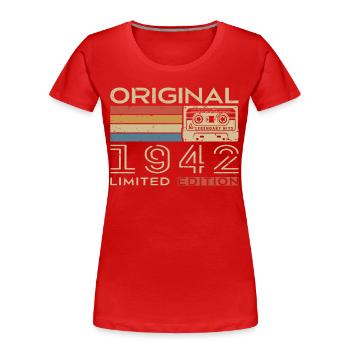1942 Retro 1942 Geburtstagsgeschenk - Jahrgang 1942 - Frauen Premium Bio T-Shirt - Rot - Vorne - Mia (176cm)