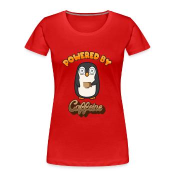 Powered by Caffeine Kaiserpinguin Seevogel Pinguin - Frauen Premium Bio T-Shirt - Rot - Vorne - Mia (176cm)