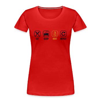 Eat Sleep Hunt Repeat Arrowhead Hunter - Frauen Premium Bio T-Shirt - Rot - Vorne - Mia (176cm)