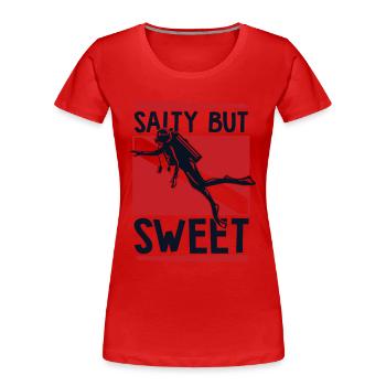 Salé mais sucré Masque de plongée Nageoires de plongée - T-shirt bio Premium Femme - rouge - Devant - Mia (176cm)