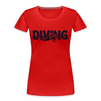 Lunettes de plongée Masque de plongée Palmes de plongée - T-shirt bio Premium Femme - rouge - Devant - Mia (176cm)
