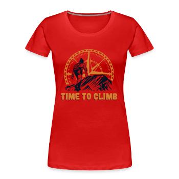 Time To Climb Alpine Climbing Sport Climbing Climbers - Women's Premium Organic T-Shirt - red - Front - Mia (176cm)