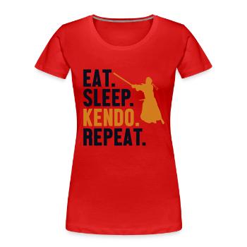Eat Sleep Kendo Repeat Kata Kenjutsu Shinai - Women's Premium Organic T-Shirt - red - Front - Mia (176cm)