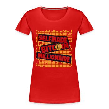 Bitcoin Millionnaire Blockchain Crypto - T-shirt bio Premium Femme - rouge - Devant - Mia (176cm)